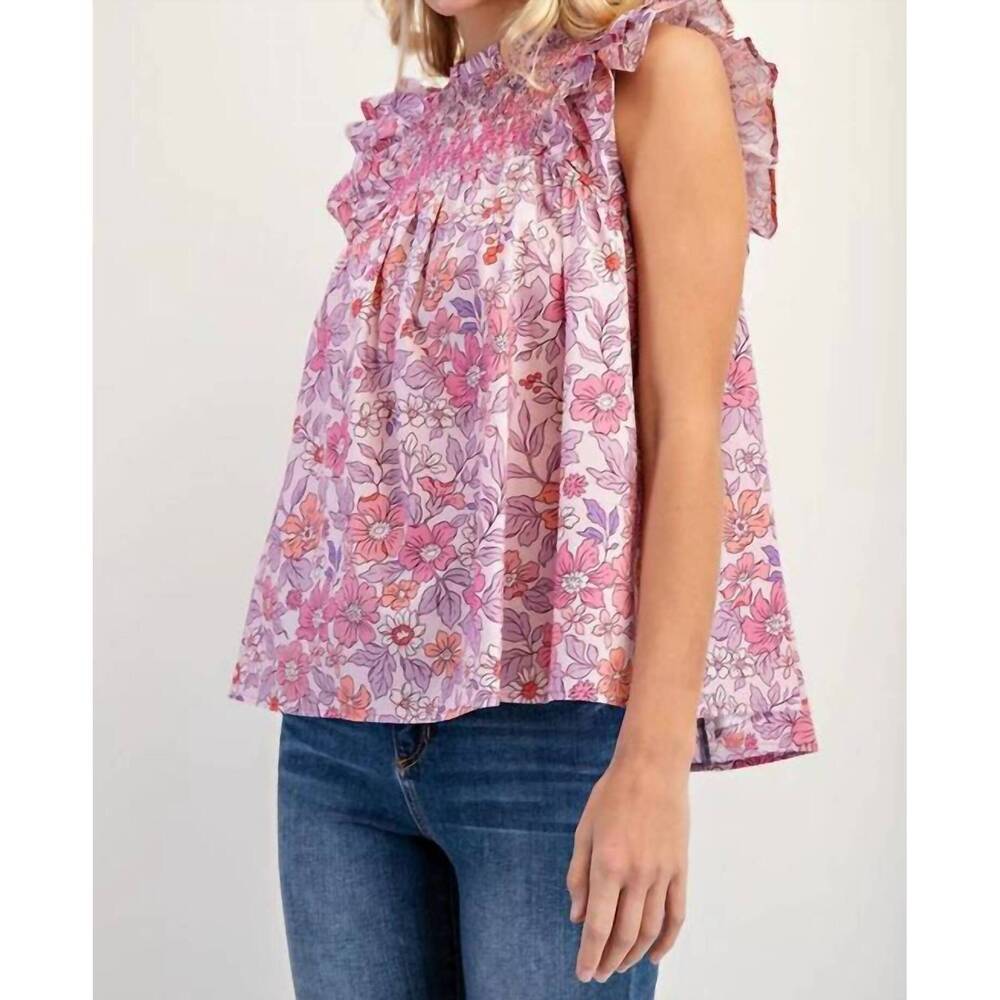 NEW GIGIO rosie ruffle blouse in pink multi